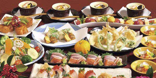 Sushi, camelia oil Tempura Yatsuki